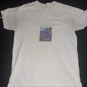 White Short Sleeve Tee with Artistic Graphic